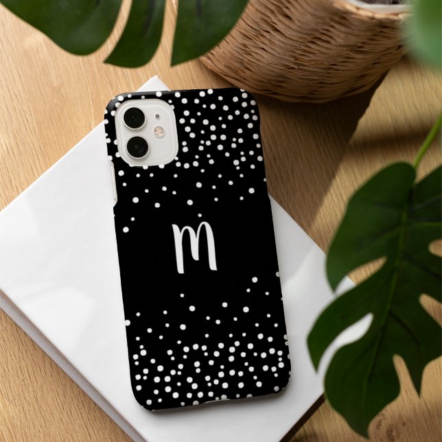 Schwarz-Weiß-Konfetti-Monogramm Case-Mate iPhone Hülle (Von Creator hochgeladen)