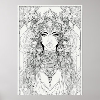 Schwarz-Weiß-Kontur für Wall-Poster Poster