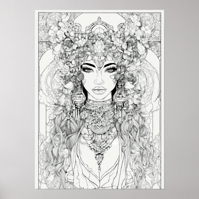 Schwarz-Weiß-Kontur für Wall-Poster Poster (Vorne)