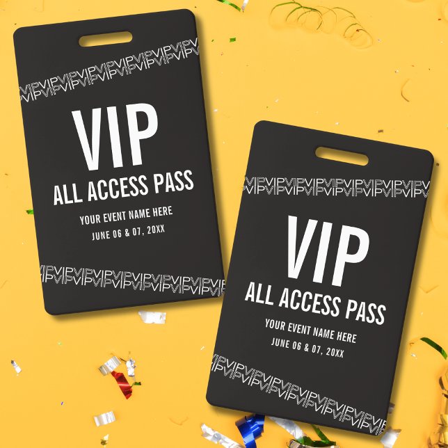Schwarz-Weiß-Konzertticket VIP All Access Pass  Ausweis (Von Creator hochgeladen)