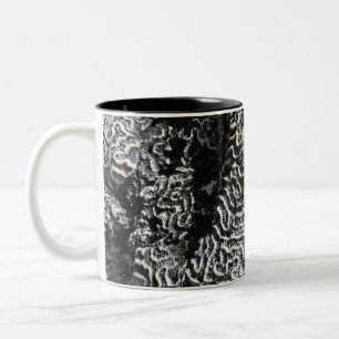 Schwarz-Weiß-Koralle I Abstrakte Naturfotografie Zweifarbige Tasse