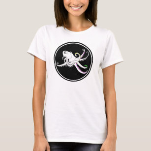 Schwarz-Weiß-Kraken Gewitterte Tentakeln T-Shirt