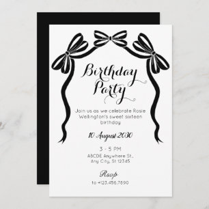 Schwarz-Weiß-Krawatte-Schleife-Geburtstag Einladung