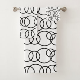 Schwarz-Weiß-Kreise Blubmuster Badhandtuch Set
