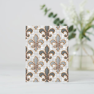 Schwarz Weiß Kreuzschraffur Polka Punkte Fleur-de- Postkarte