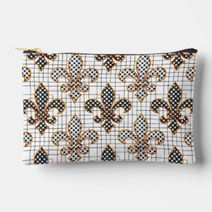 Schwarz Weiß Kreuzschraffur Polka Punkte Fleur-de- Zubehörtasche