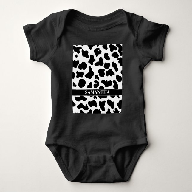 Schwarz-Weiß-Kuh Baby Strampler (Vorderseite)