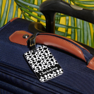 Schwarz-Weiß-Kuh-Druckmuster personalisieren Gepäckanhänger