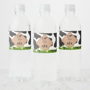 Schwarz-Weiß-Kuh Farm Tier Geburtstagsparty Thema Wasserflaschenetikett