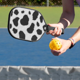 Schwarz-Weiß-Kuh-Flecken Muster Imitate Pelzstrukt Pickleball Schläger