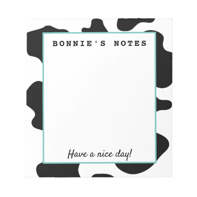 Schwarz-Weiß-Kuh-Flecken - Sonderschrift Notizblock (Vorderseite)