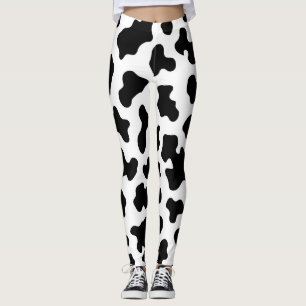 Schwarz-Weiß-Kuh-Kuhfell-Druck Leggings