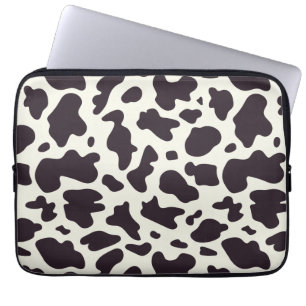 Schwarz-Weiß-Kuh-Muster Print Laptopschutzhülle