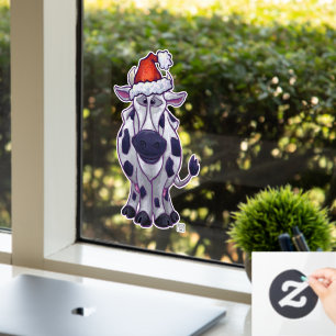 Schwarz-Weiß-Kuh Weihnachtsfenster Fensteraufkleber