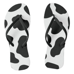 Schwarz Weiß Kuhdruck Flip Flops