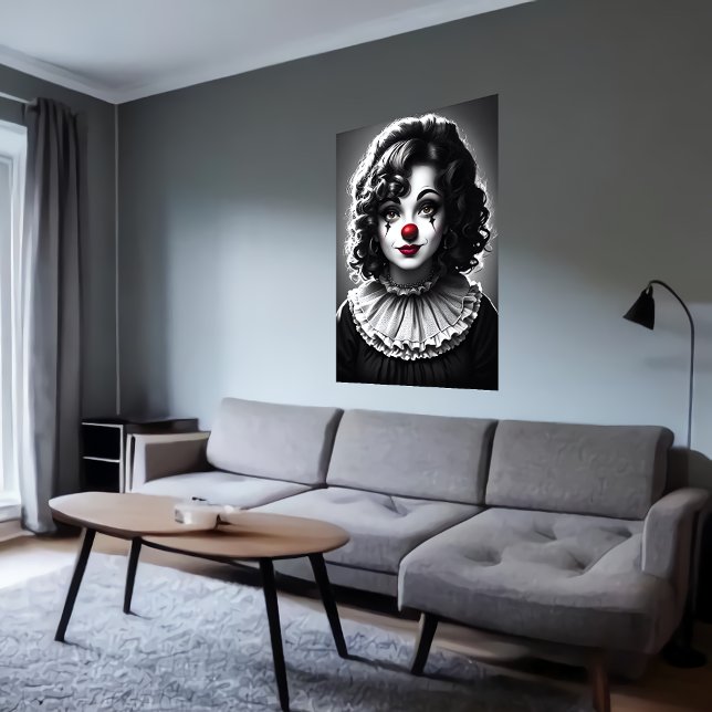 Schwarz-Weiß-Kunst Clown | AI Art Poster (Von Creator hochgeladen)