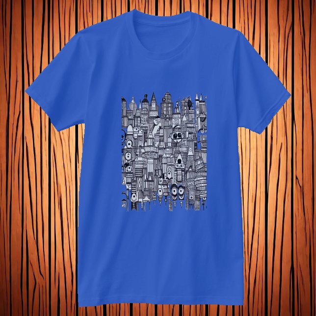 Schwarz-Weiß-Kunst der Stadt | Art der AI T-Shirt (Von Creator hochgeladen)