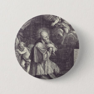 Schwarz-Weiß-Kunst des Heiligen Franz von Sales Button