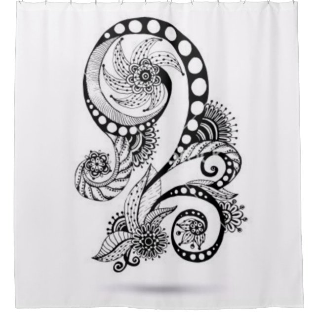 Schwarz-Weiß-Kunst Duschvorhang (Vorderseite)