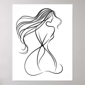 "Schwarz-Weiß-Kunst für Frauen Poster