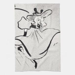 Schwarz-Weiß-Kunst Jane Avril von Toulouse Lautrec Geschirrtuch
