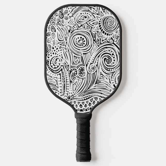 Schwarz-Weiß-Kunst Pickleball Schläger (Vorderseite)