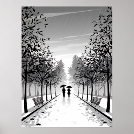 Schwarz-Weiß-Kunstdrucke, Moderne, Landschaft, Moo Poster
