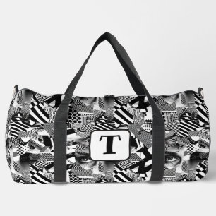 Schwarz-Weiß-Kunstsammlung mit verschiedenen Muste Duffle Bag