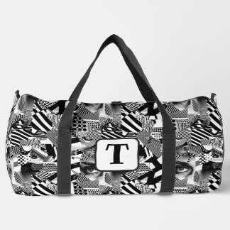 Schwarz-Weiß-Kunstsammlung mit verschiedenen Muste Duffle Bag