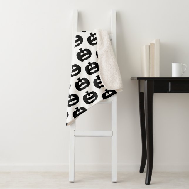 Schwarz-Weiß-Kürbislaterne Fleece Blanket Sherpadecke (Beispiel)