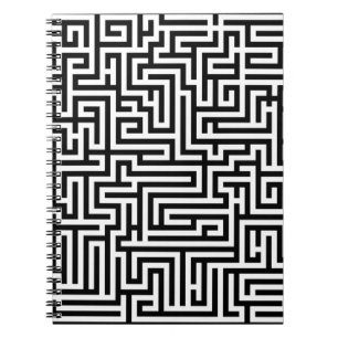 Schwarz-Weiß-Labyrinth-Muster Notizblock