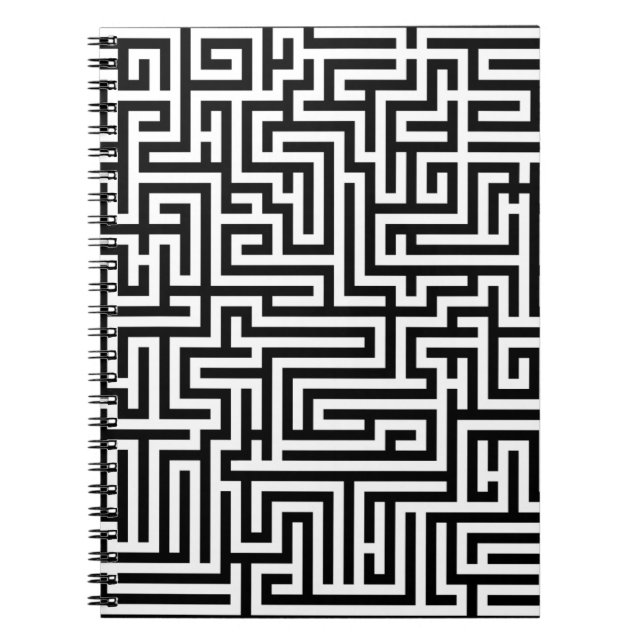 Schwarz-Weiß-Labyrinth-Muster Notizblock (Vorderseite)