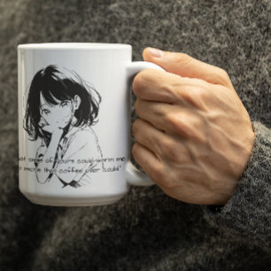 Schwarz-Weiß-Lächeln Anime Girl Kaffeetasse