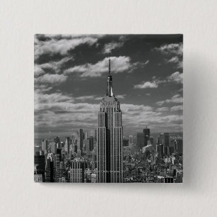 Schwarz-Weiß-Landschaft der Skyline von New York C Button