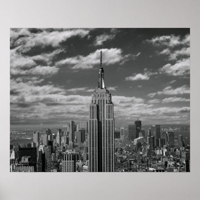 Schwarz-Weiß-Landschaft New Yorks Skyline Poster (Vorne)