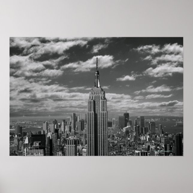 Schwarz-Weiß-Landschaft New Yorks Skyline Poster (Vorne)