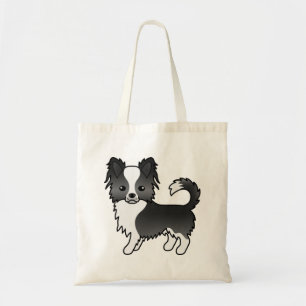 Schwarz-Weiß-Langcoat Chihuahua Cartoon Dog Tragetasche