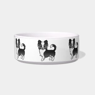 Schwarz-Weiß-Langcoat Chihuahua Cartoon Hunde Napf