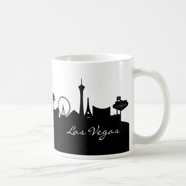 Schwarz-Weiß-Las-Vegas-Skyline Tasse (Rechts)