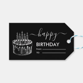 Schwarz-Weiß-Lässige Skriptart Happy Birthday Geschenkanhänger