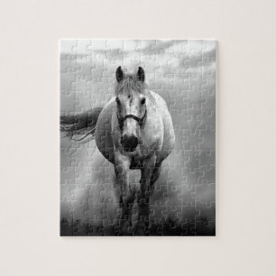 Schwarz Weiß Laufendes Pferd Freiheit Puzzle
