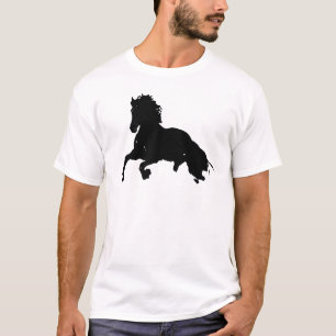 Schwarz-weiß laufendes Pferdesilhouette T-Shirt