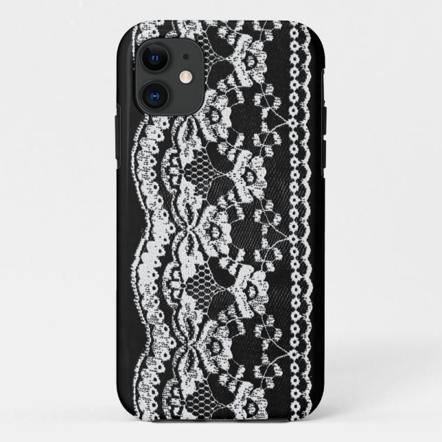 Schwarz-Weiß-Leder und Lace Case-Mate iPhone Hülle (Rückseite)
