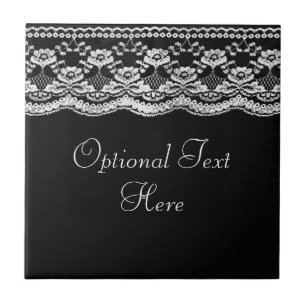 Schwarz-Weiß-Leder und Lace Fliese