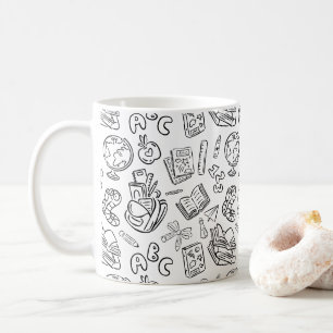 Schwarz-weiß-Lehrerdank-Schuldoodle Kaffeetasse