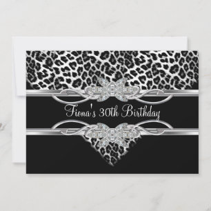 Schwarz Weiß Leopard 30. Diamant Schmuck Einladung