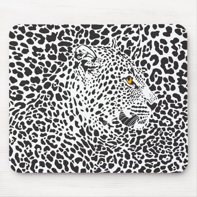 Schwarz-Weiß-Leopard-Abbildung 2 Mousepad (Vorne)