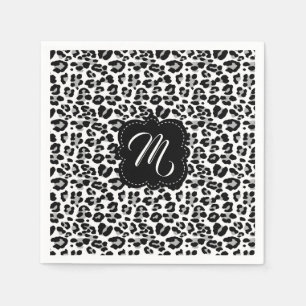 Schwarz-Weiß-Leopard-Druck mit benutzerdefinierte Serviette