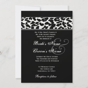 Schwarz-Weiß-Leopard-Hochzeitspapier Einladung