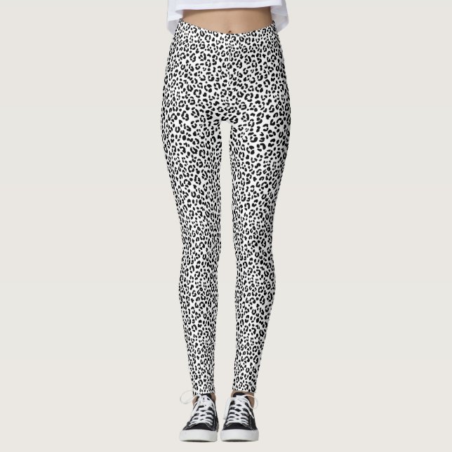 Schwarz-Weiß-Leopard Leggings (Vorderseite)